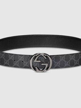 Gucci GG Monogram Belt in Gray with Silver Buckle